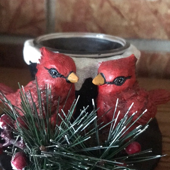 Rare Red Cardinal Frosted Candle Tea Light Holder - Picture 7 of 7